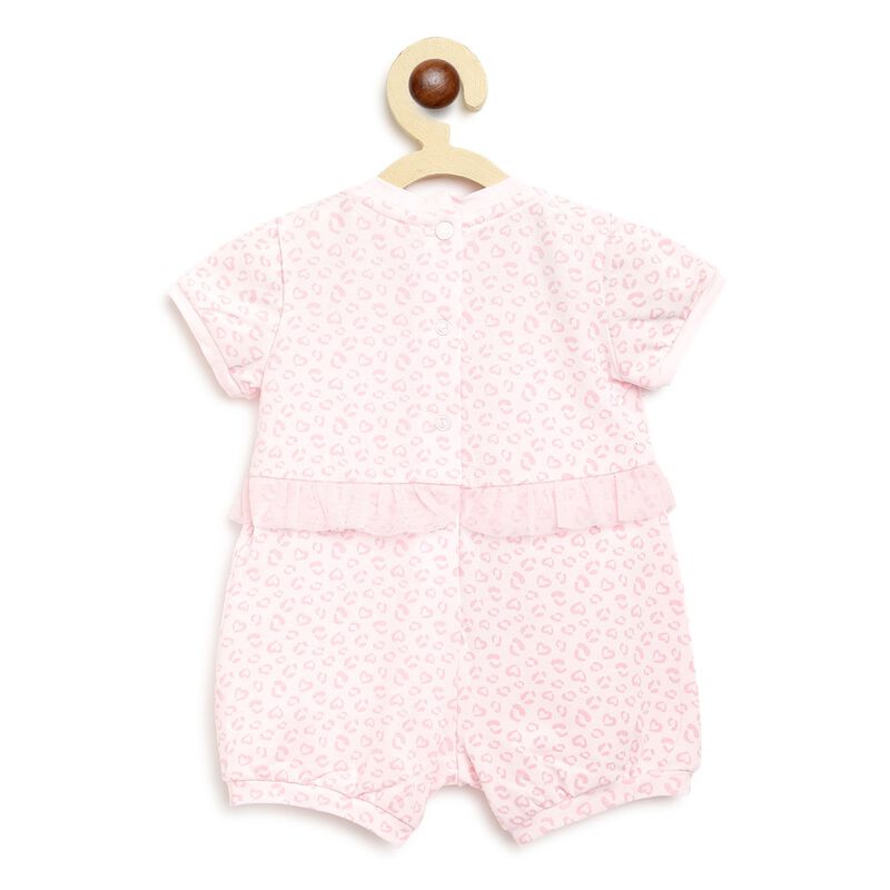 Girls Light Pink Printed Short Sleeve Romper image number null